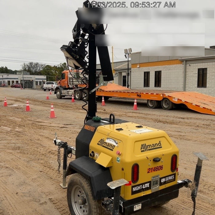 2022 Allmand NLV3GR (4) LED Light Fixture 350W, 23' Vertical Mast, 3kW Prime, Towable, Deep Sea L401, Leveling Jacks, Yanmar T4F 5.8hp