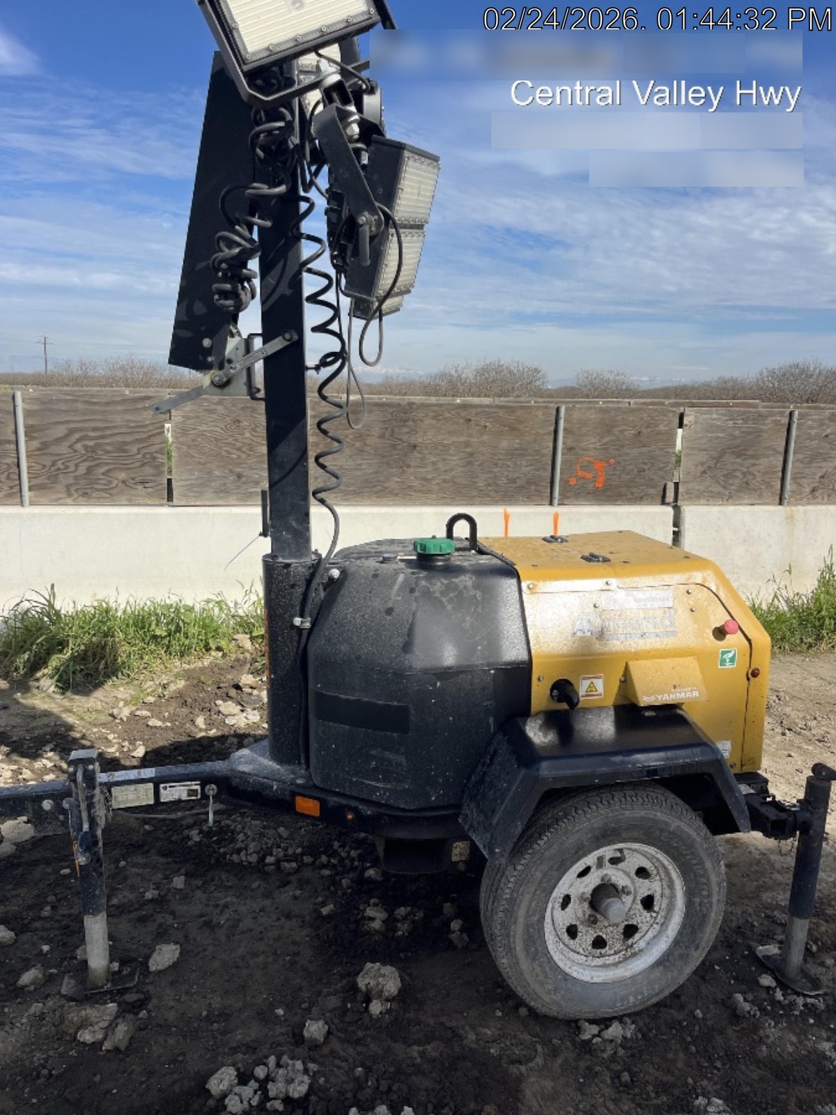 2022 Allmand NLV3GR (4) LED Light Fixture 350W, 23' Vertical Mast, 3kW Prime, Towable, Deep Sea L401, Leveling Jacks, Yanmar T4F 5.8hp