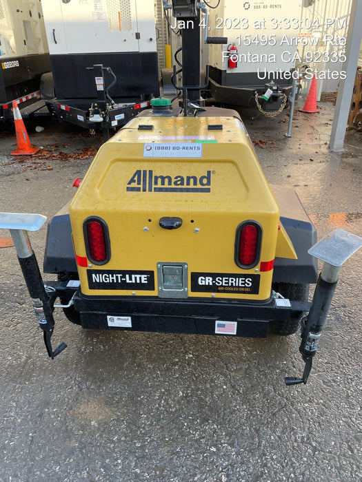 2022 Allmand NLV3GR (4) LED Light Fixture 350W, 23' Vertical Mast, 3kW Prime, Towable, ES Decals, T3