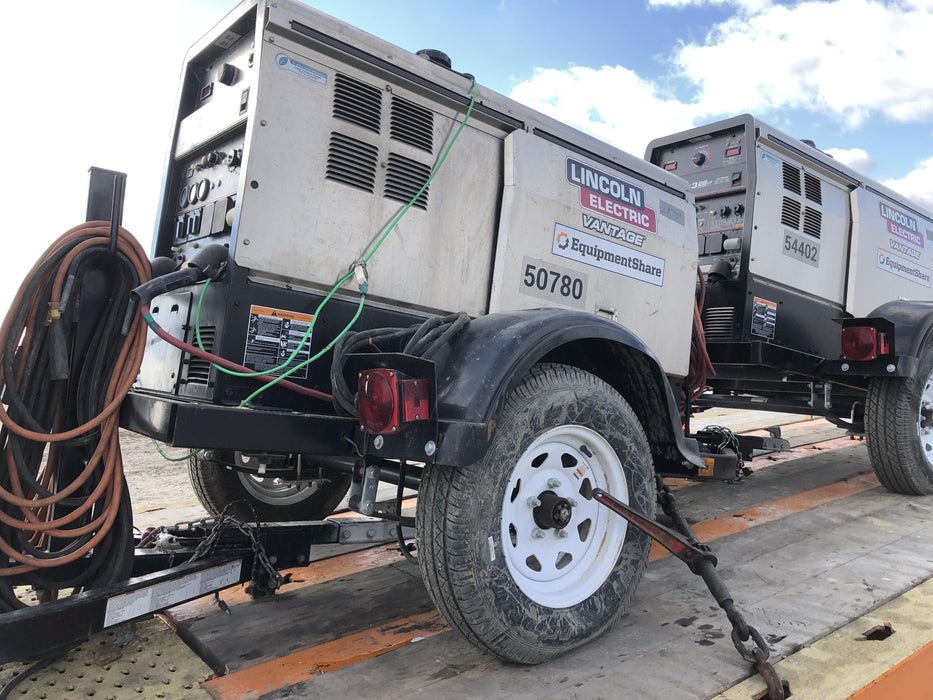2019 Lincoln Electric Vantage 322 Welder Ready-Pak 3, Two wheel trailer, Fender and Light kit, Cable Rack