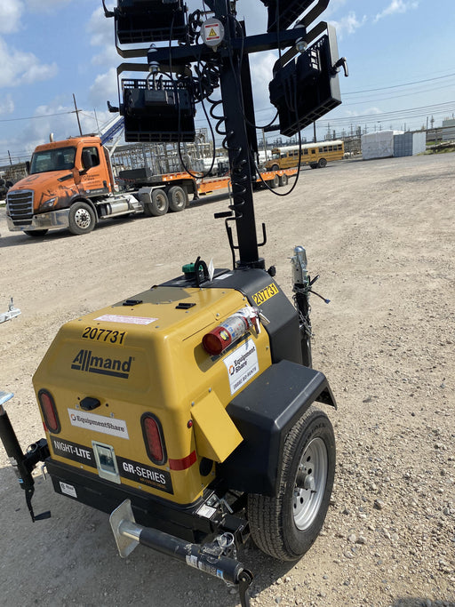 2022 Allmand NLV3GR (4) LED Light Fixture 350W, 23' Vertical Mast, 3kW Prime, Towable, Deep Sea L401, Leveling Jacks, Yanmar T4F 5.8hp