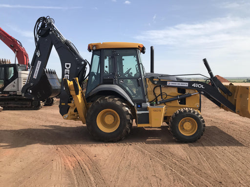 2020 John Deere 410L - Extendable Stick Cab/Heat/Air, 4WD, Extendable Stick, Pilot Controls, 2 Way Hydraulics, TAG Manual QC