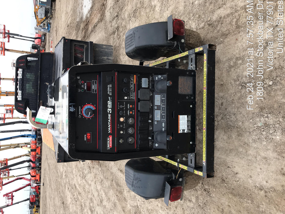 2019 Lincoln Electric Vantage 322 Welder Ready-Pak 3, Two wheel trailer, Fender and Light kit, Cable Rack