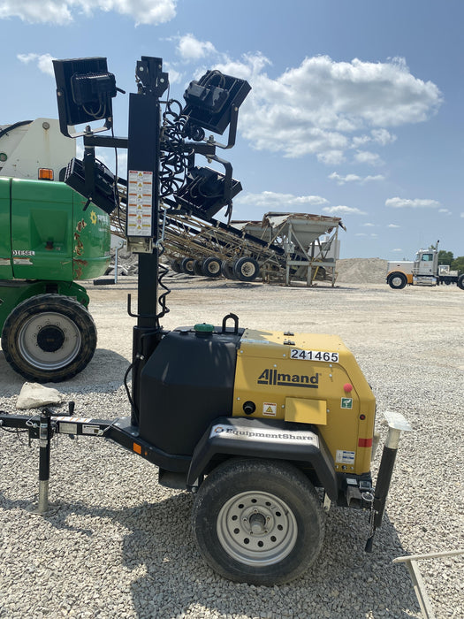 2022 Allmand NLV3GR (4) LED Light Fixture 350W, 23' Vertical Mast, 3kW Prime, Towable, Deep Sea L401, Leveling Jacks, Yanmar T4F 5.8hp