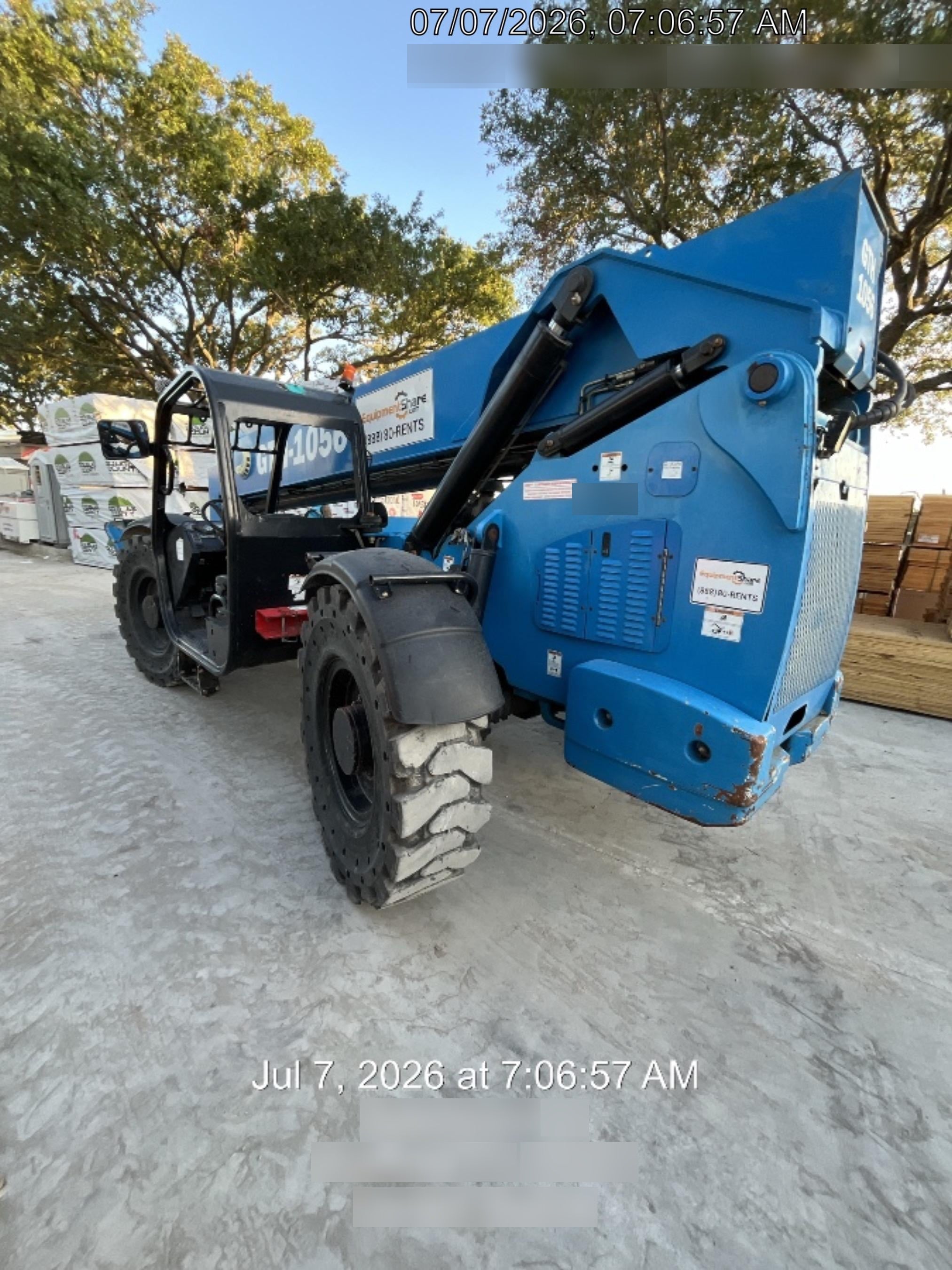 2019 Genie GTH-1056 Canopy, Solid RT Tires, LED Work Lights, Beacon 60" QA Carriage, 60" Forks