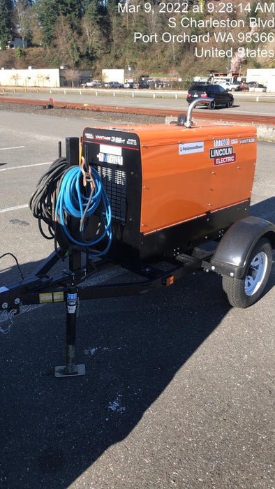 2021 Lincoln Electric Vantage 322 Vantage 322 Ready Pak 3 w/ Decals, ORANGE (includes trailer, cable rack, fender light kit) NO Telematics