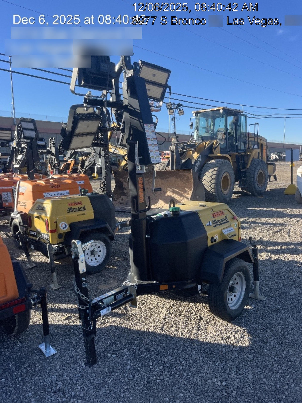 2022 Allmand NLV3GR (4) LED Light Fixture 350W, 23' Vertical Mast, 3kW Prime, Towable, ES Decals, T3