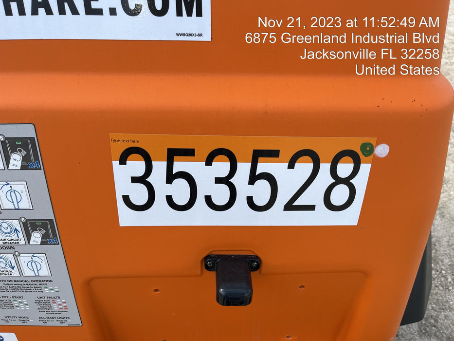 2023 Generac MLT2 Diesel, Flex Switch 120V Input, Powerzone Controller, (4) 320W LED Lights, 4kW Generator, 39.9 Gal Fuel Tank, 2" Ball, T3