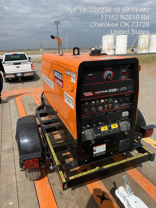 2021 Lincoln Electric Vantage 322 Vantage 322 Ready Pak 3 w/ Decals, ORANGE (includes trailer, cable rack, fender light kit) NO Telematics