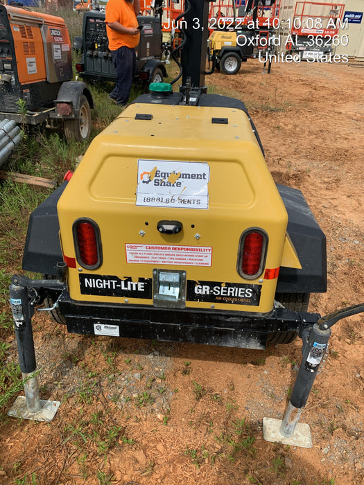 2022 Allmand NLV3GR (4) LED Light Fixture 350W, 23' Vertical Mast, 3kW Prime, Towable, Deep Sea L401, Leveling Jacks, Yanmar T4F 5.8hp