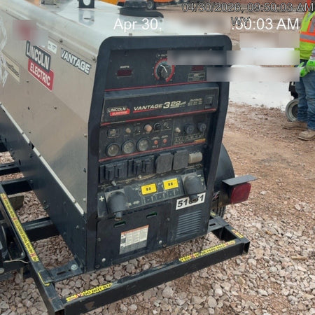 2019 Lincoln Electric Vantage 322 Welder Ready-Pak 3, Two wheel trailer, Fender and Light kit, Cable Rack