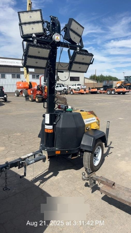 2021 Allmand NLV3GR (4) LED Light Fixture 350W, 23' Vertical Mast, 3kW Prime, Towable, Deep Sea L401, Leveling Jacks, Yanmar T4F 5.8hp