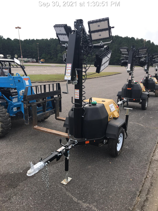 2021 Allmand NLV3GR (4) LED Light Fixture 350W, 23' Vertical Mast, 3kW Prime, Towable, Deep Sea L401, Leveling Jacks, Yanmar T4F 5.8hp