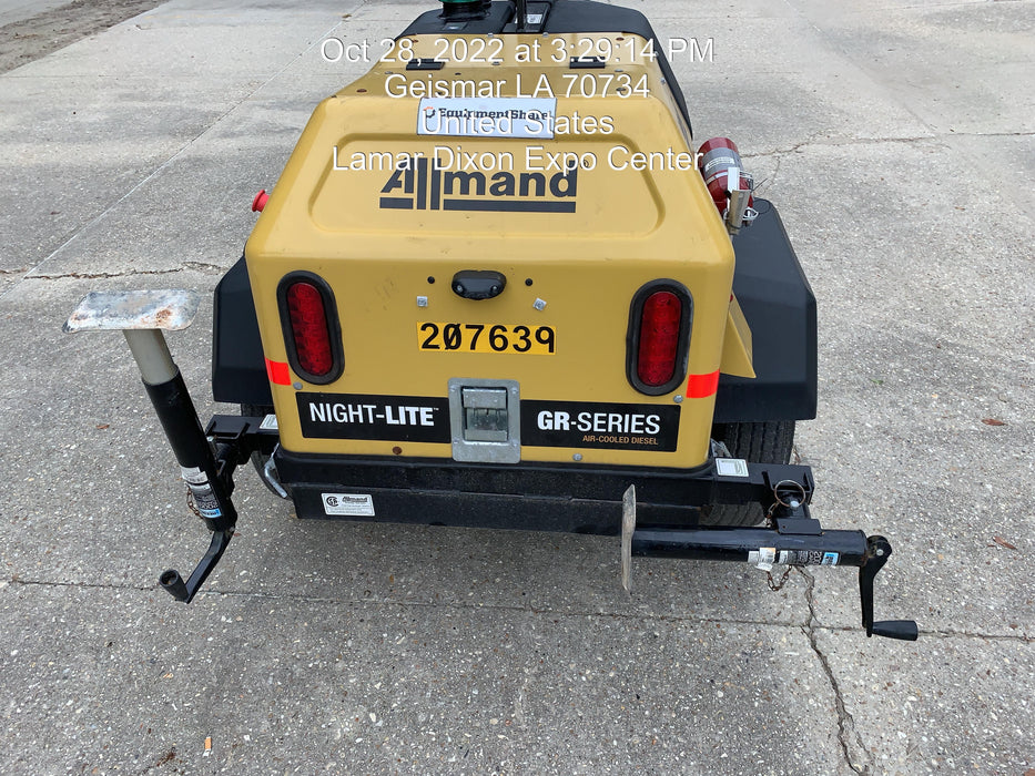 2022 Allmand NLV3GR (4) LED Light Fixture 350W, 23' Vertical Mast, 3kW Prime, Towable, Deep Sea L401, Leveling Jacks, Yanmar T4F 5.8hp