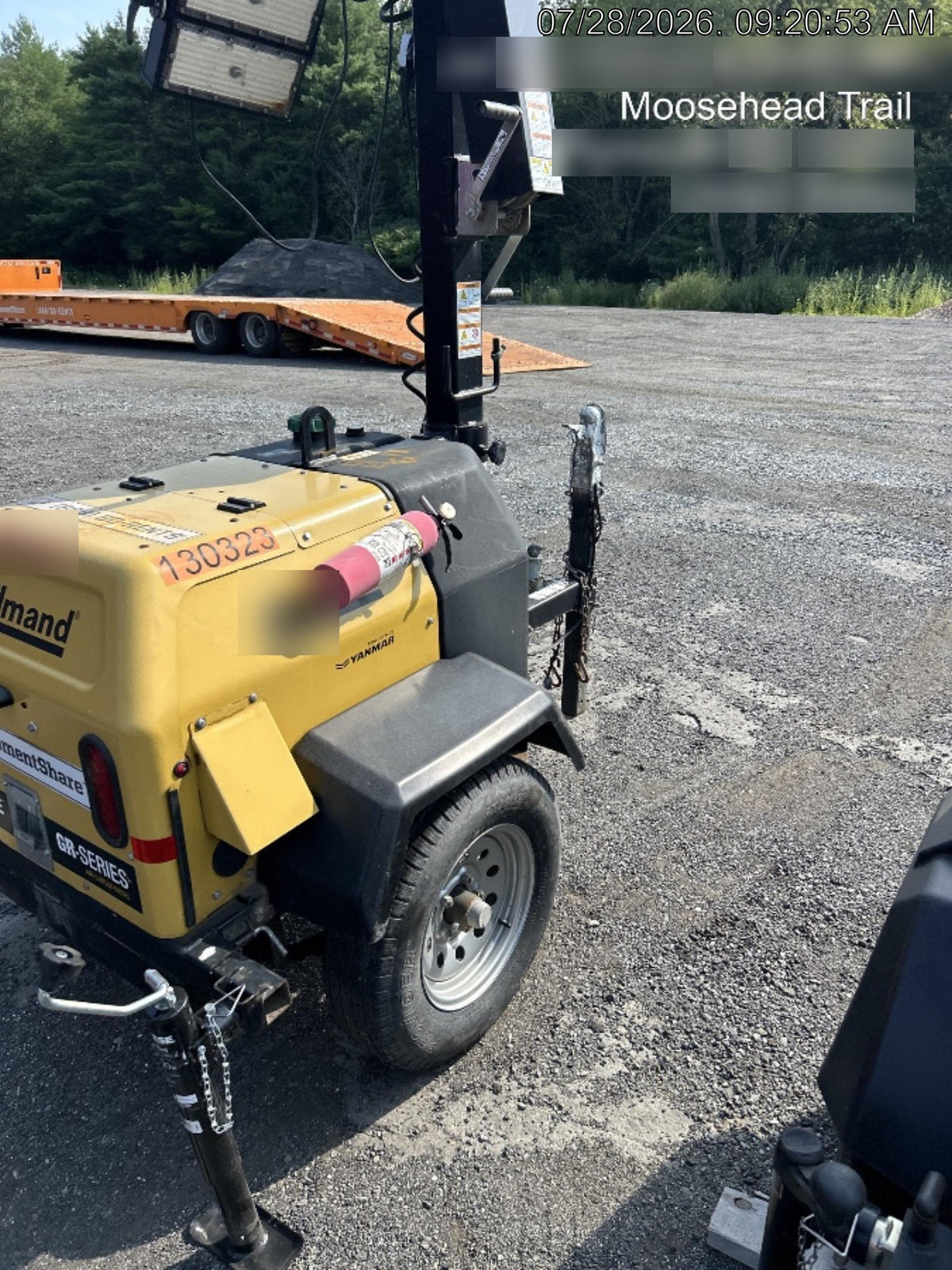 2021 Allmand NLV3GR (4) LED Light Fixture 350W, 23' Vertical Mast, 3kW Prime, Towable, Deep Sea L401, Leveling Jacks, Yanmar T4F 5.8hp