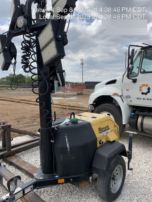 2022 Allmand NLV3GR (4) LED Light Fixture 350W, 23' Vertical Mast, 3kW Prime, Towable, Deep Sea L401, Leveling Jacks, Yanmar T4F 5.8hp