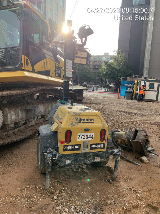 2022 Allmand NLV3GR (4) LED Light Fixture 350W, 23' Vertical Mast, 3kW Prime, Towable, ES Decals, T3