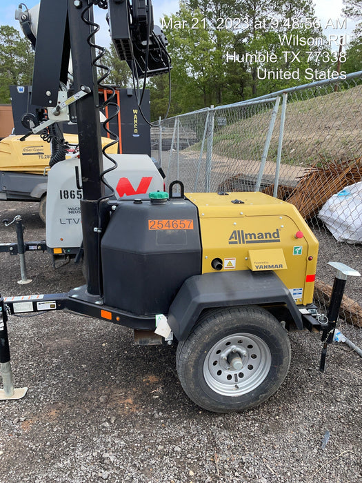 2022 Allmand NLV3GR (4) LED Light Fixture 350W, 23' Vertical Mast, 3kW Prime, Towable, ES Decals, T3