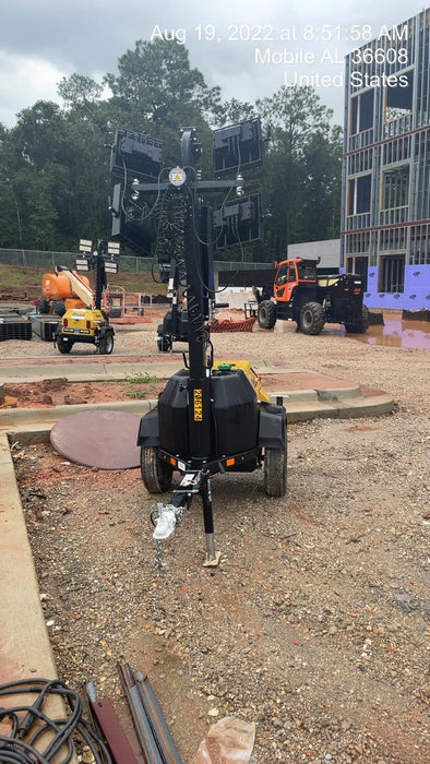 2022 Allmand NLV3GR (4) LED Light Fixture 350W, 23' Vertical Mast, 3kW Prime, Towable, Deep Sea L401, Leveling Jacks, Yanmar T4F 5.8hp