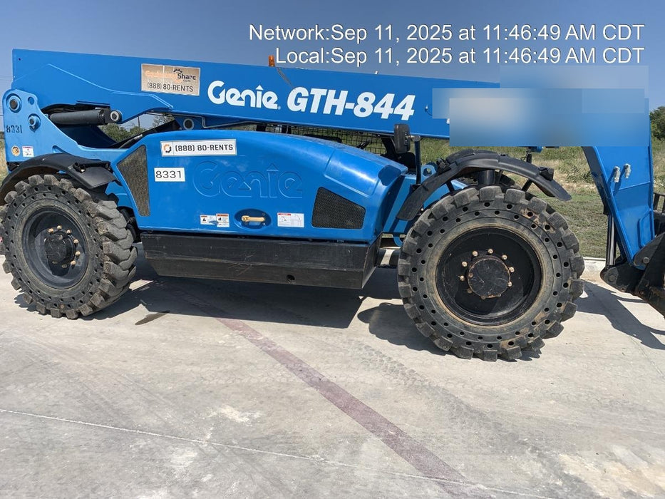 2018 Genie GTH-844 Genie GTH-844D w/Open ROPS, Solid Tires, Work Light/Beacon, 60" Carriage and Forks
