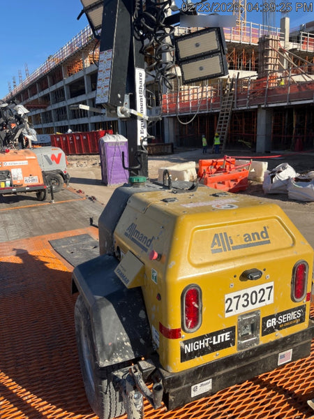 2022 Allmand NLV3GR (4) LED Light Fixture 350W, 23' Vertical Mast, 3kW Prime, Towable, ES Decals, T3