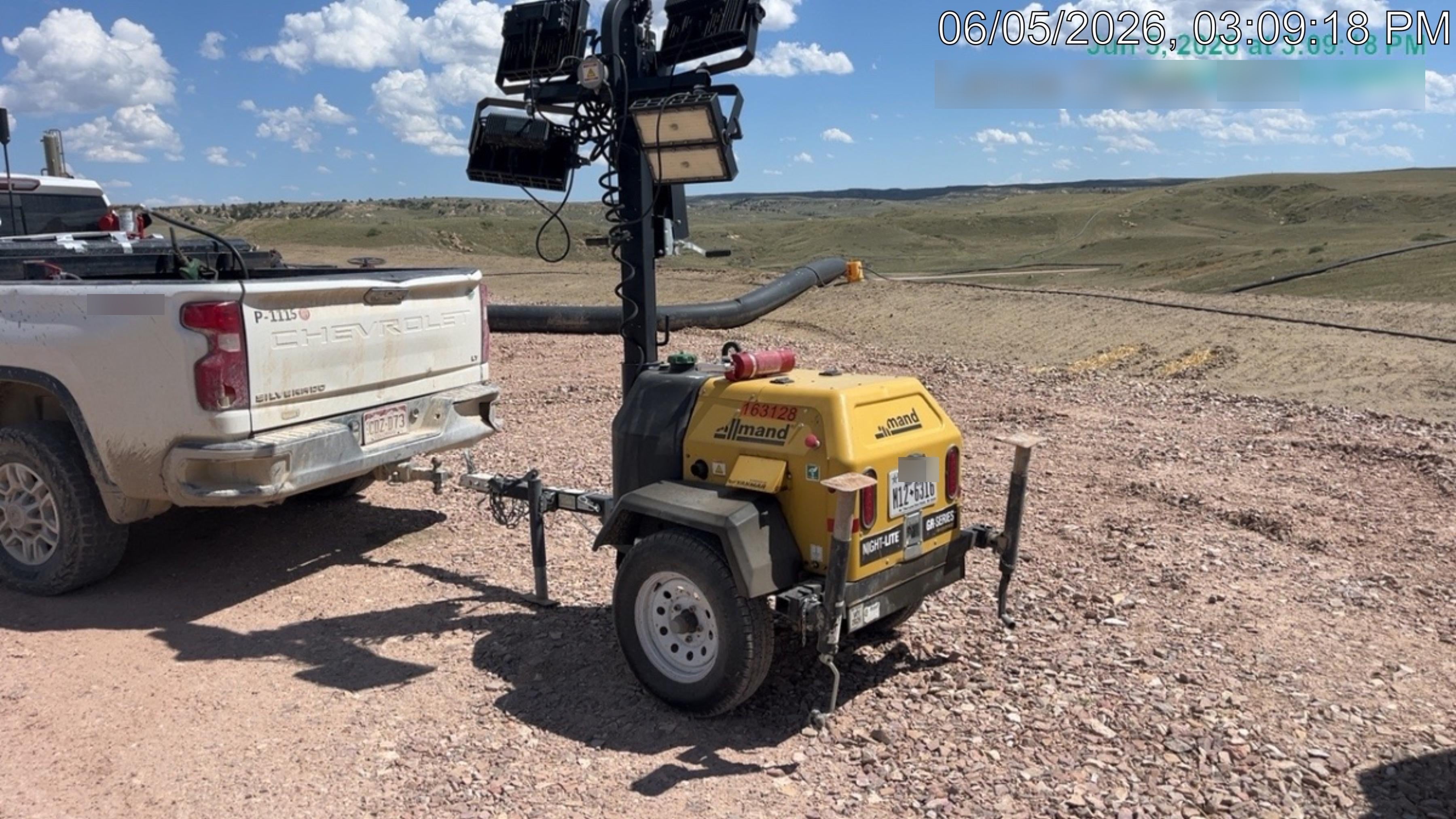 2021 Allmand NLV3GR (4) LED Light Fixture 350W, 23' Vertical Mast, 3kW Prime, Towable, Deep Sea L401, Leveling Jacks, Yanmar T4F 5.8hp
