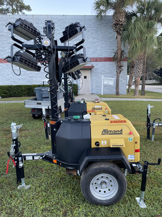 2022 Allmand NLV3GR (4) LED Light Fixture 350W, 23' Vertical Mast, 3kW Prime, Towable