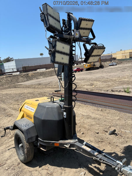 2022 Allmand NLV3GR (4) LED Light Fixture 350W, 23' Vertical Mast, 3kW Prime, Towable, Deep Sea L401, Leveling Jacks, Yanmar T4F 5.8hp