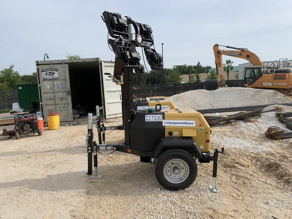 2022 Allmand NLV3GR (4) LED Light Fixture 350W, 23' Vertical Mast, 3kW Prime, Towable, Deep Sea L401, Leveling Jacks, Yanmar T4F 5.8hp