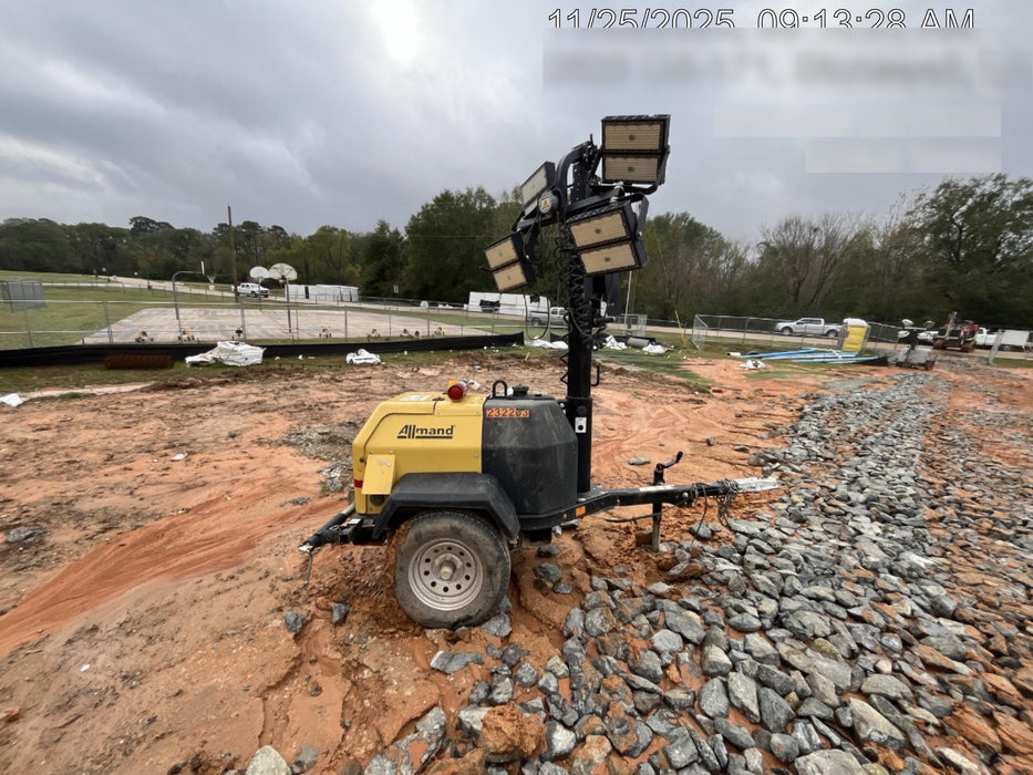 2022 Allmand NLV3GR (4) LED Light Fixture 350W, 23' Vertical Mast, 3kW Prime, Towable, Deep Sea L401, Leveling Jacks, Yanmar T4F 5.8hp