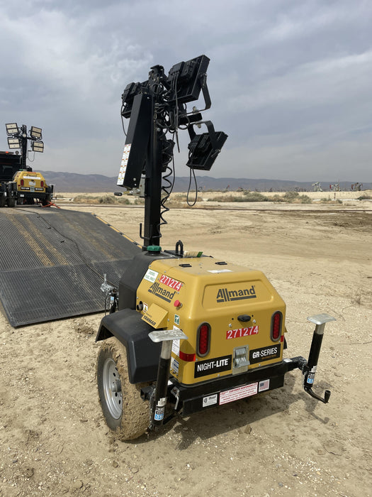 2022 Allmand NLV3GR (4) LED Light Fixture 350W, 23' Vertical Mast, 3kW Prime, Towable, ES Decals, T3