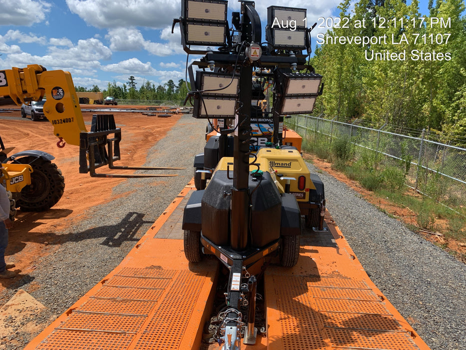 2022 Allmand NLV3GR (4) LED Light Fixture 350W, 23' Vertical Mast, 3kW Prime, Towable, Deep Sea L401, Leveling Jacks, Yanmar T4F 5.8hp