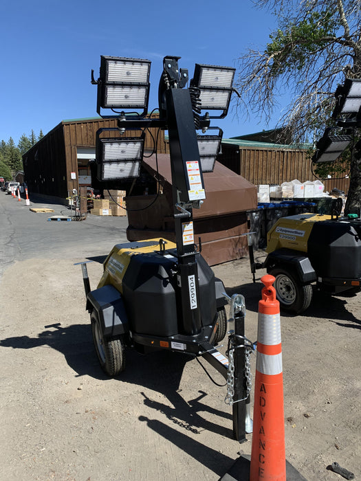 2021 Allmand NLV3GR (4) LED Light Fixture 350W, 23' Vertical Mast, 3kW Prime, Towable, Deep Sea L401, Leveling Jacks, Yanmar T4F 5.8hp