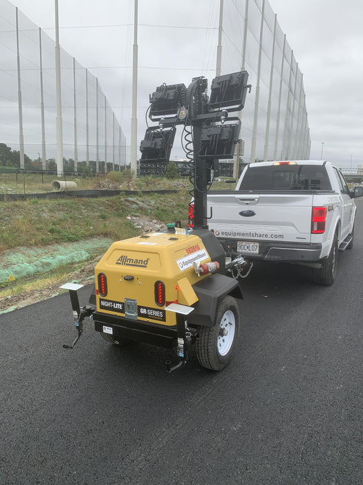 2021 Allmand NLV3GR (4) LED Light Fixture 350W, 23' Vertical Mast, 3kW Prime, Towable, Deep Sea L401, Leveling Jacks, Yanmar T4F 5.8hp