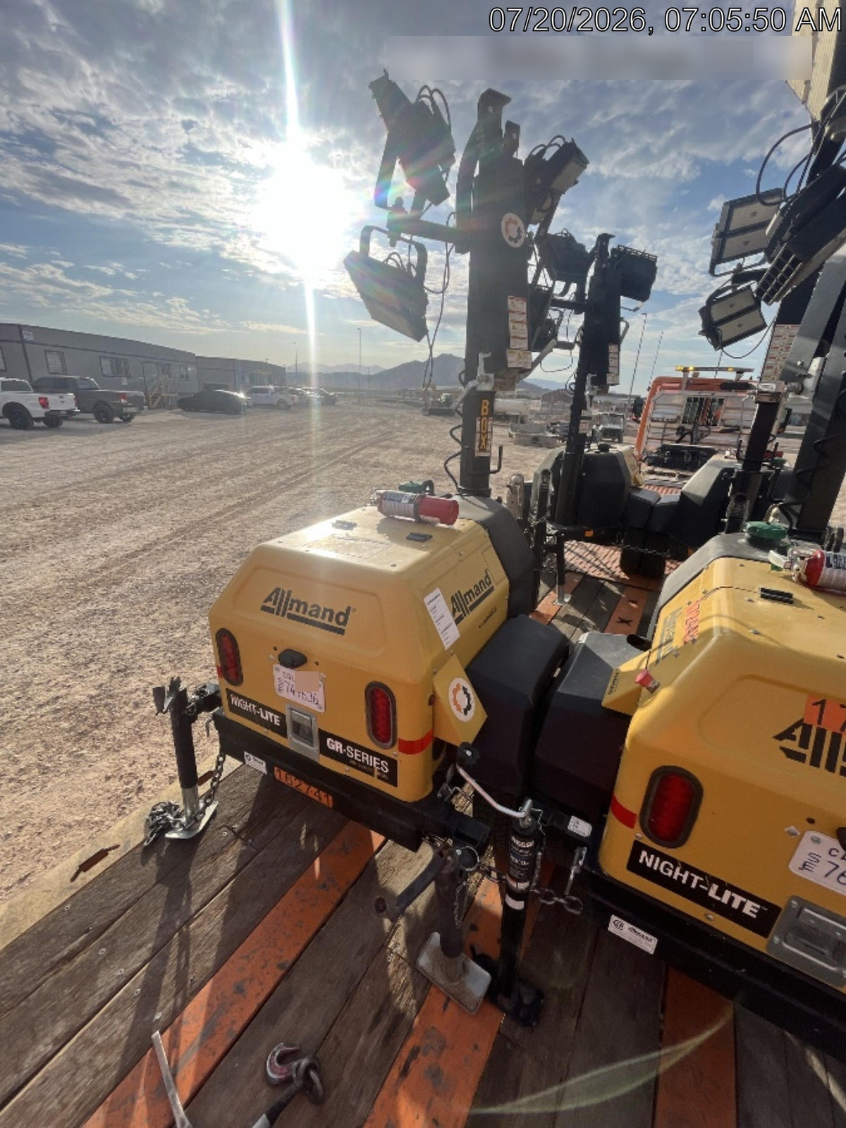 2021 Allmand NLV3GR (4) LED Light Fixture 350W, 23' Vertical Mast, 3kW Prime, Towable, Deep Sea L401, Leveling Jacks, Yanmar T4F 5.8hp