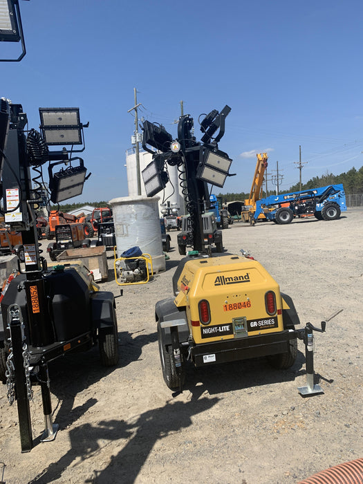 2021 Allmand NLV3GR (4) LED Light Fixture 350W, 23' Vertical Mast, 3kW Prime, Towable, Deep Sea L401, Leveling Jacks, Yanmar T4F 5.8hp