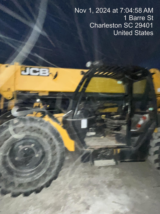 2019 JCB 510-56 Open ROPS, 74 HP, Solid Tires, Worklights, Beacon, Aux Hydraulics, Lifting Eye w/60" Carriage/60" Forks