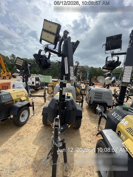 2022 Allmand NLV3GR (4) LED Light Fixture 350W, 23' Vertical Mast, 3kW Prime, Towable, Deep Sea L401, Leveling Jacks, Yanmar T4F 5.8hp