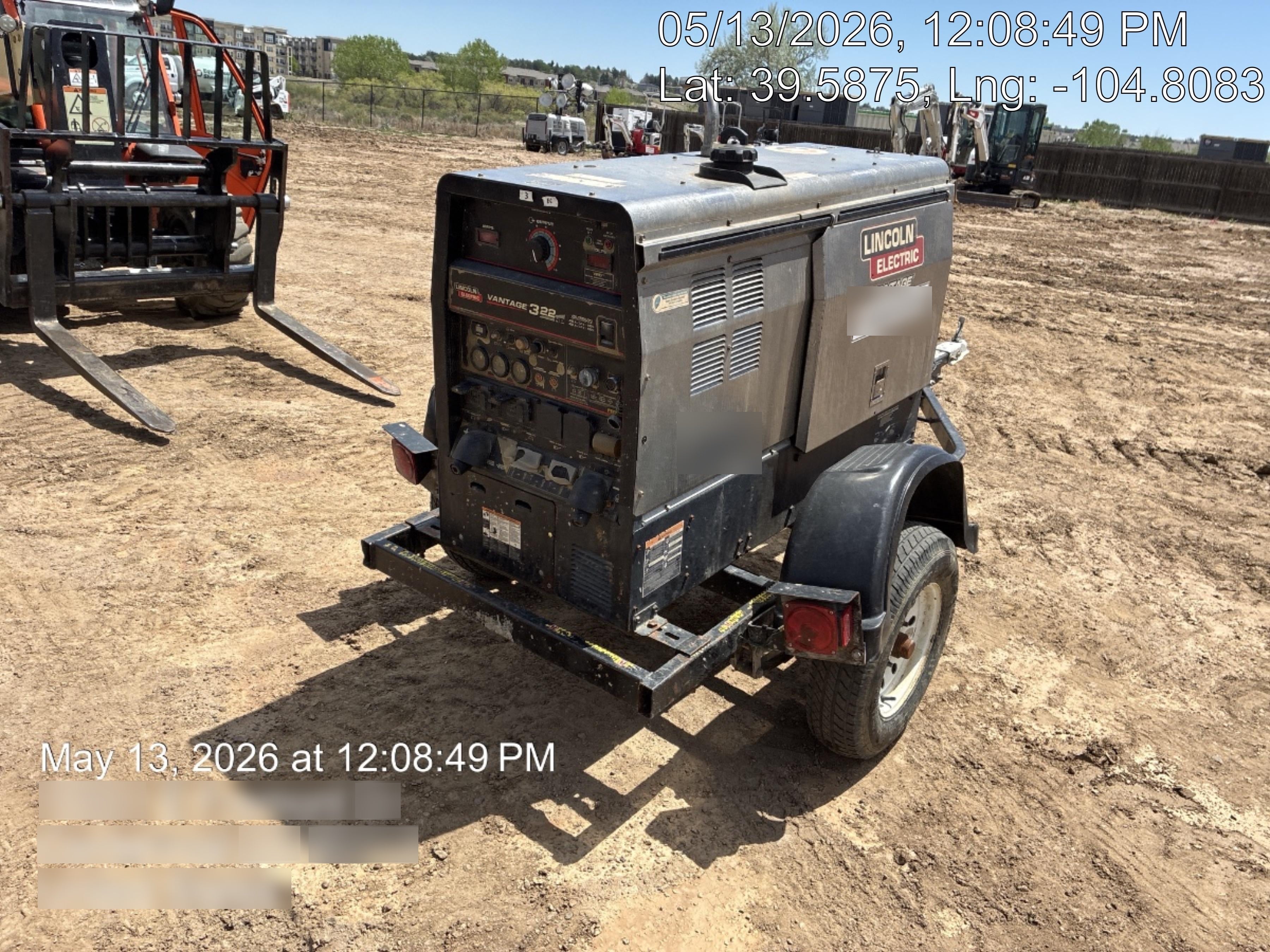 2019 Lincoln Electric Vantage 322 Ready-Pak 3, Two Wheel Trailer, Fender and Light Kit, Cable Rack