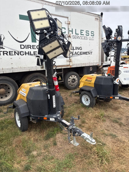 Allmand NLV3GR (4) LED Light Fixture 350W, 23' Vertical Mast, 3kW Prime, Towable, Deep Sea L401, Leveling Jacks, Yanmar T4F 5.8hp