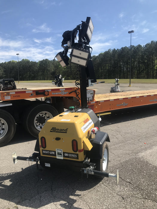 2021 Allmand NLV3GR (4) LED Light Fixture 350W, 23' Vertical Mast, 3kW Prime, Towable, Deep Sea L401, Leveling Jacks, Yanmar T4F 5.8hp