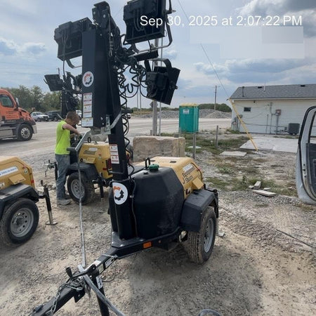 2022 Allmand NLV3GR (4) LED Light Fixture 350W, 23' Vertical Mast, 3kW Prime, Towable, Deep Sea L401, Leveling Jacks, Yanmar T4F 5.8hp