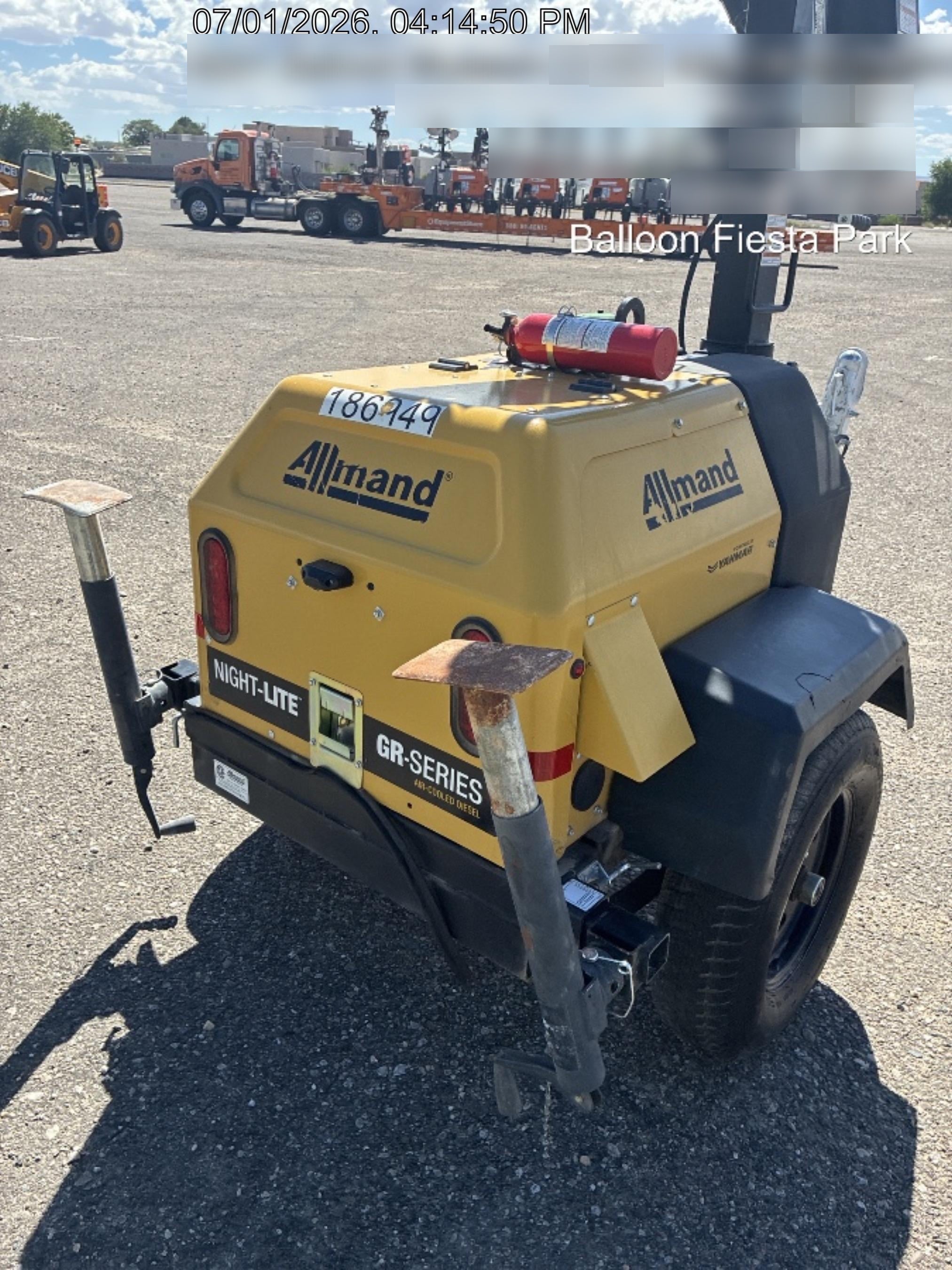 Allmand NLV3GR (4) LED Light Fixture 350W, 23' Vertical Mast, 3kW Prime, Towable, Deep Sea L401, Leveling Jacks, Yanmar T4F 5.8hp