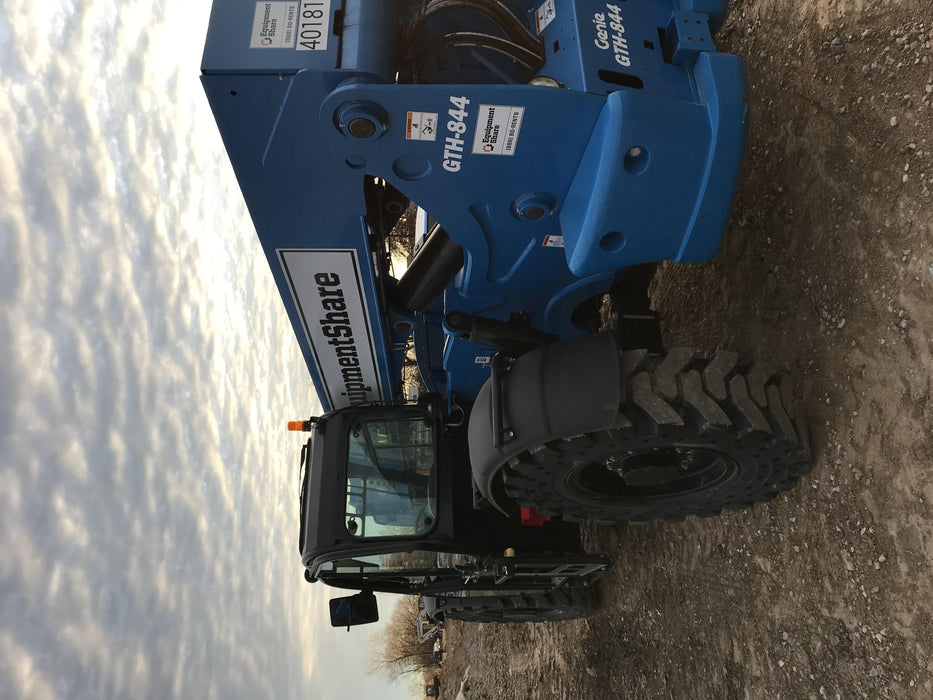 2019 Genie GTH-844 Cab/Heat/AC, Solid RT Tires, LED Work Lights, Beacon 60" QA Carriage, 48" Forks