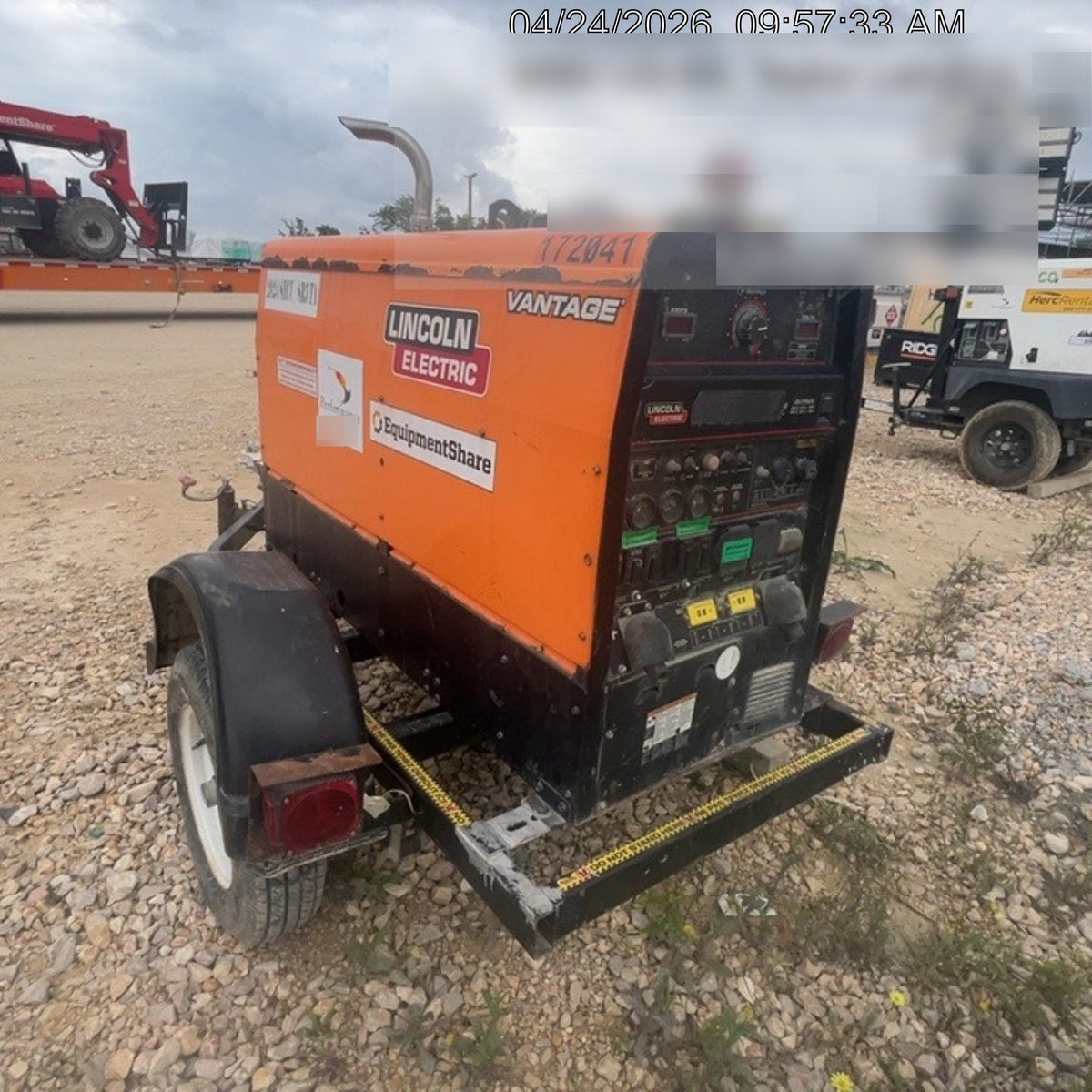 2021 Lincoln Electric Vantage 322 Vantage 322 Ready Pak 3 w/ Decals, ORANGE (includes trailer, cable rack, fender light kit) NO Telematics