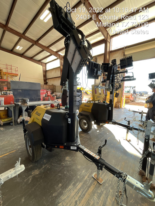 2022 Allmand NLV3GR (4) LED Light Fixture 350W, 23' Vertical Mast, 3kW Prime, Towable, ES Decals, T3