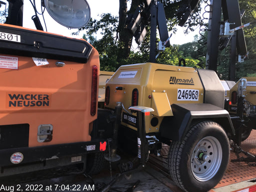 2022 Allmand NLV3GR (4) LED Light Fixture 350W, 23' Vertical Mast, 3kW Prime, Towable, ES Decals, T3