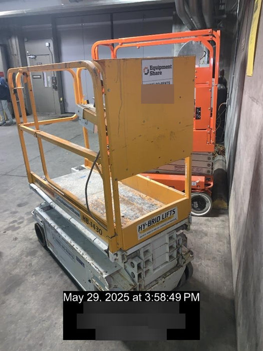 Custom Equipment HB-1430 Hy-Brid Scissor Lift
Platform capacity up to 670 lbs
Working height up to 20 ft
Weighs under 1,700 lbs
Non-marking wheels