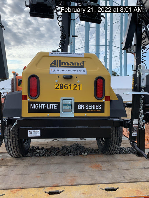 2022 Allmand NLV3GR (4) LED Light Fixture 350W, 23' Vertical Mast, 3kW Prime, Towable, Deep Sea L401, Leveling Jacks, Yanmar T4F 5.8hp