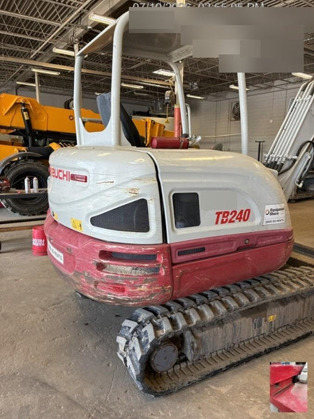 2019 Takeuchi TB240 Takeuchi TB240 Canopy w/Rubber Tracks, Auxiliary Hydraulics, Manual QC, Hydraulic Thumb, 12/18/24" Buckets